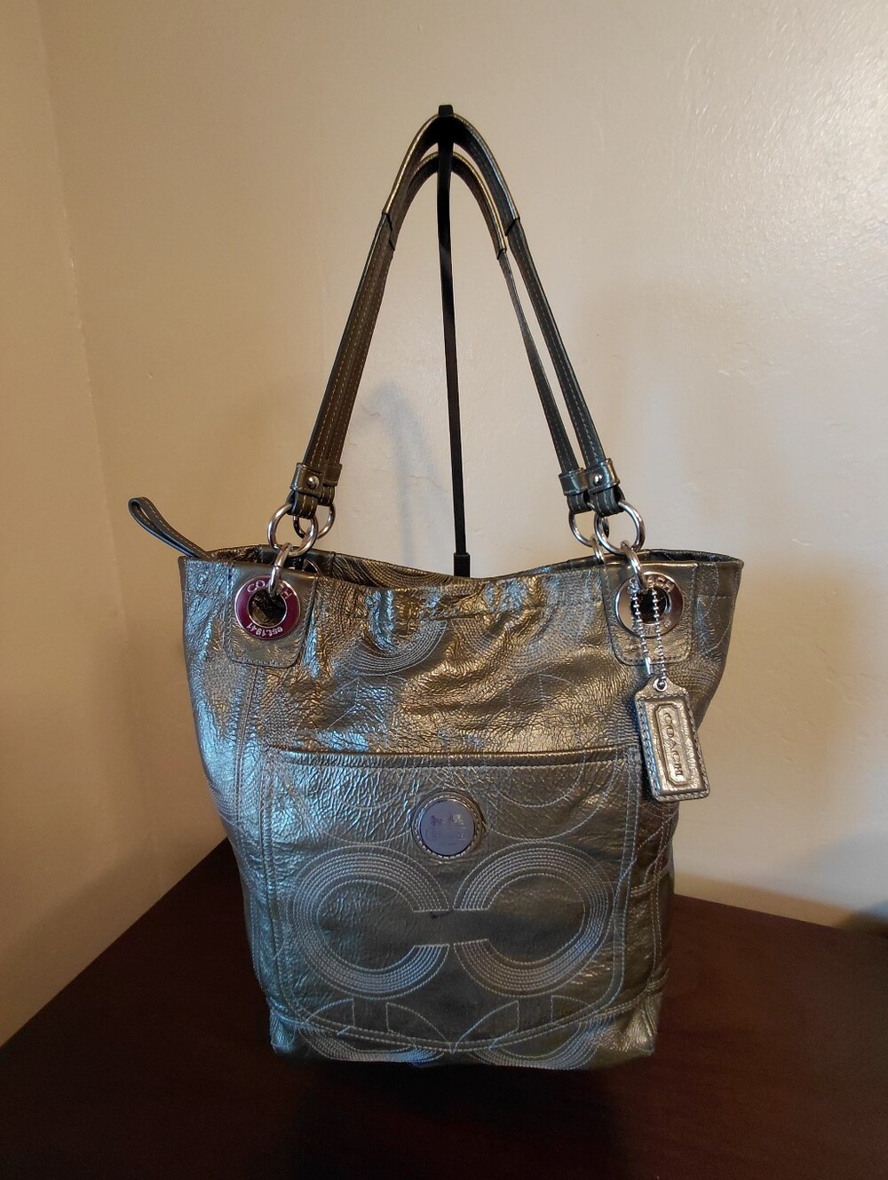 Coach Alex Signature Stitched Patent Leather Tote 14265 Rehab